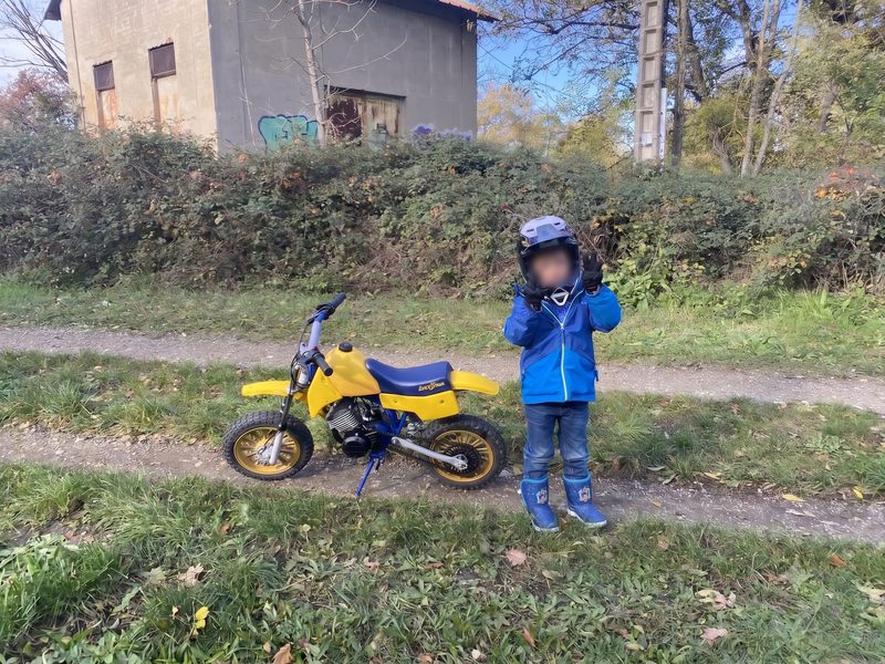 My son, more than 35 years later, on the same mini-bike.